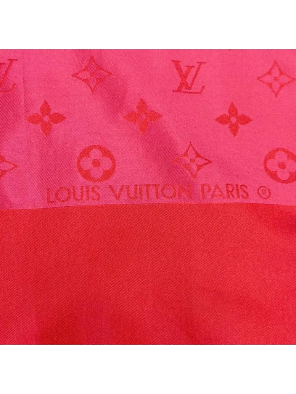 Louis Vuitton Echarpe Capri Silk 100% Monogram Mini Fringe Shawl Scarf Pink